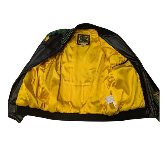 Carl Banks III Green Bay Packers Black Leather Zip Up Bomber Style Jacket Size M - Picture 5 of 7